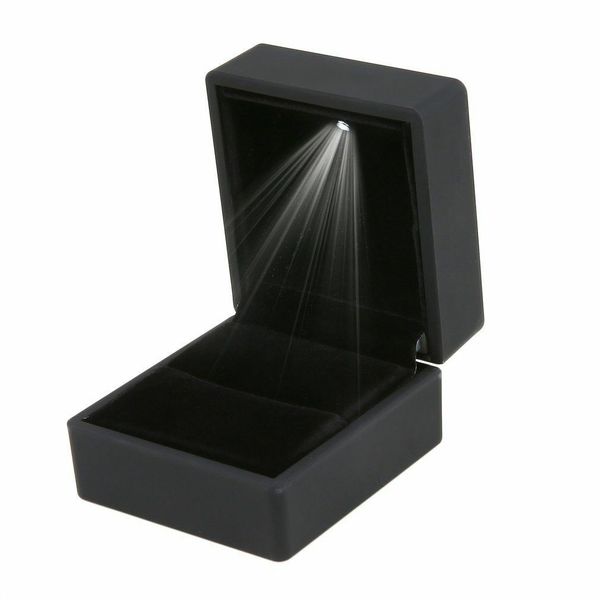

led lighted gift box earring ring wedding black jewelry display packaging lights, Black;white