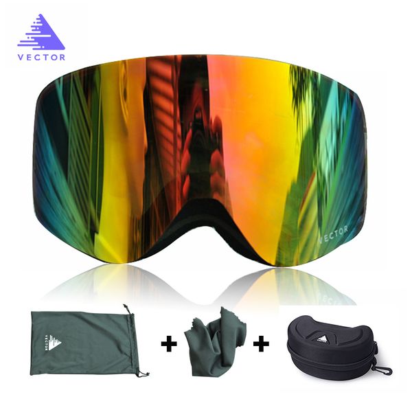 

brand ski goggles with case double lens uv400 anti-fog skiing eyewear snow glasses skiing men women snowboard goggles