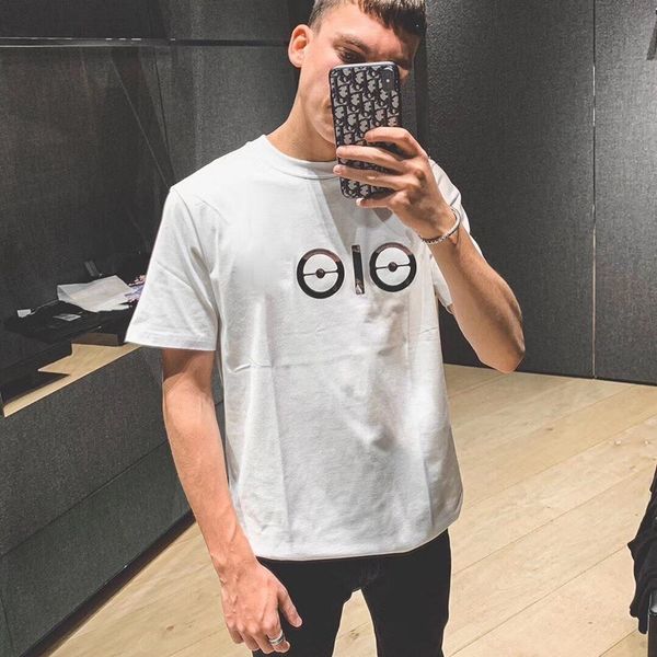 

19ss cd laser t-shirt summer cotton punk t-shirt men and women street simple solid color short-sleeved casual fashion t-shirt, White;black