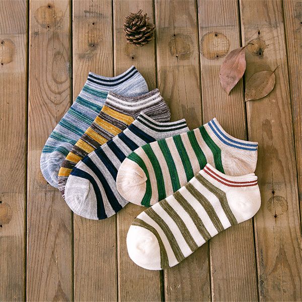 

2020 new summer men's casual boat socks, cotton printed comfortable breathable bodybuilding socks casual striped socks, Black