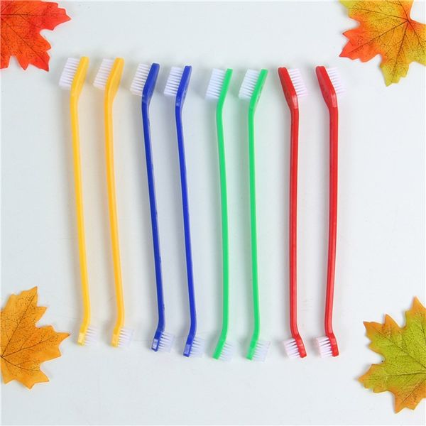 

pet dental grooming toothbrush dog cat double head toothbrush for health supplies retail pack randomly color fa2270