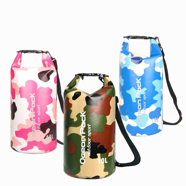 

beach storage 50% camouflage duffel bags sport dry storage pvc dry bucket pouch swimming backpack fashion outdoor drifting bags