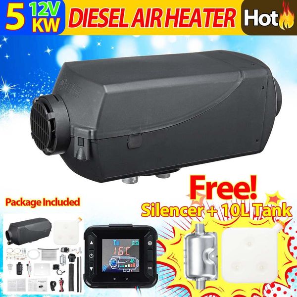 

12v 5kw air heater tank 2x vent,duct, thermostat motorhome car heater with remote lcd digital display for boat motorhome