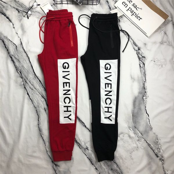 

fashion mens designer track pants casual brand track pants loose jogger side letter striped print men fashion sport sweat pants, Black