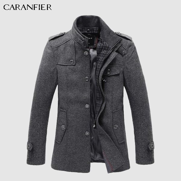 

new winter wool coat slim fit jackets fashion outerwear warm man casual jacket overcoat pea coat plus size m-xxxl, Black