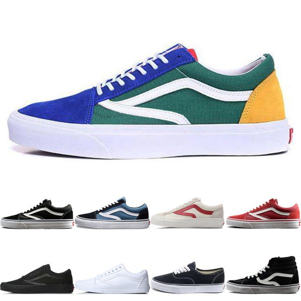 

classic original old skool fear of god triple black white red canvas mens sport sneakers fashion casual shoes size 36-44