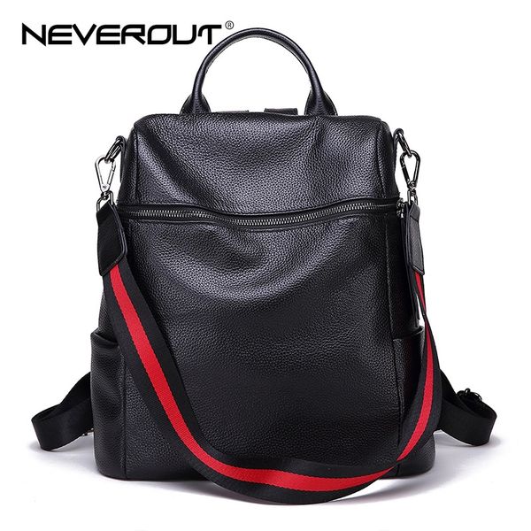 Women Retro Genuine Cow Leather Backpack Travel Bag Handbag Wiped Color M 4color