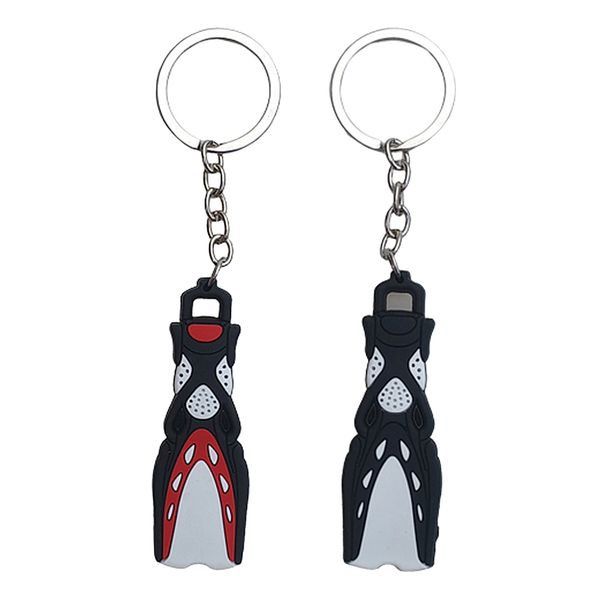 

2pcs mini dive fins flippers key chain holder key ring keychain black+red