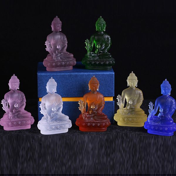12 centimetri 7colors Statua di Buddha Top Collection Medicina di guarigione Scultura in Premium statua di Buddha farmacisti lapis fengshui home office