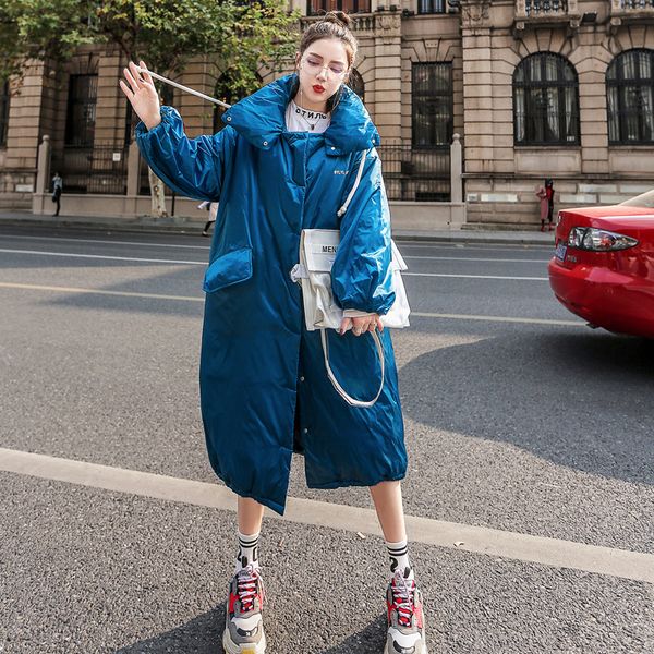 

long parkas women cotton coat 2019 new winter loose coat women red and blue fashion warm padded jacket female outerwear an286, Tan;black