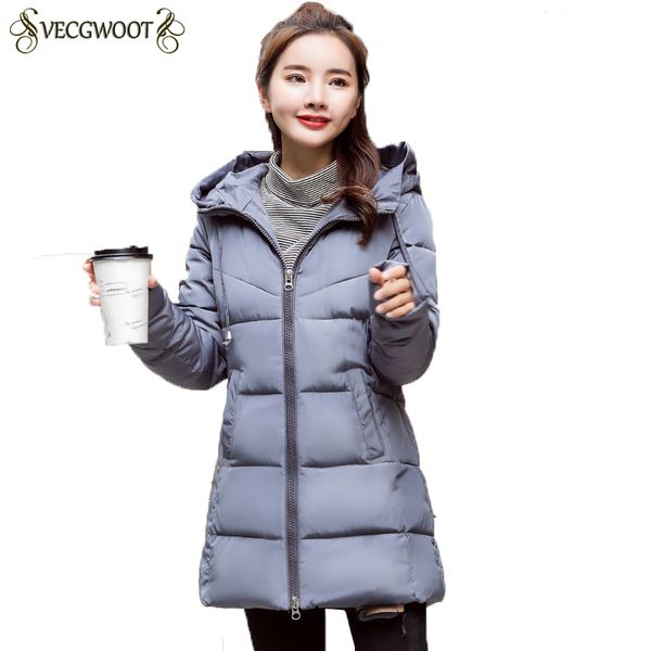 

2018 new style winter parkas jacket women slim fit cotton coat hooded warm padded coat female long solid color outwear hp304, Black
