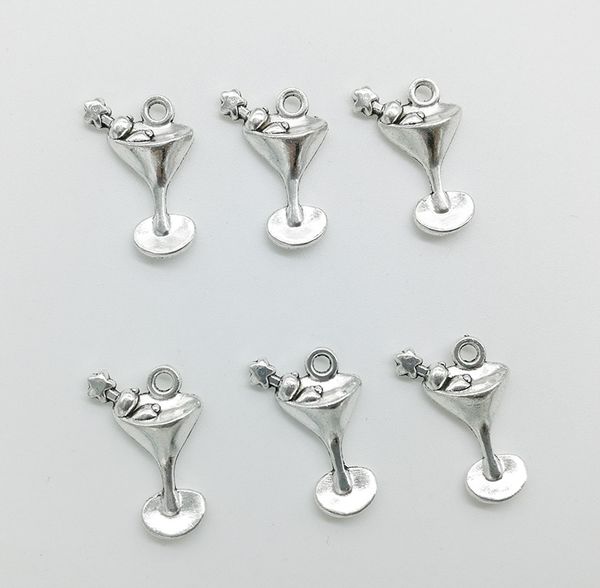 

50pcs/lot wine glass alloy charms pendants retro jewelry accessories diy antique silver pendant for bracelet earrings keychain 20*13mm, Bronze;silver