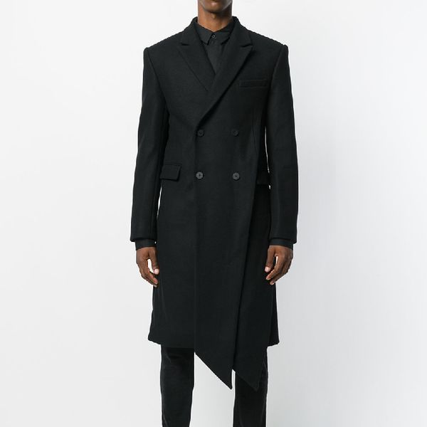 

custom 2018 s-6xl men's hair woollen coat original irregular design of the knee trench coat size menswear, Tan;black