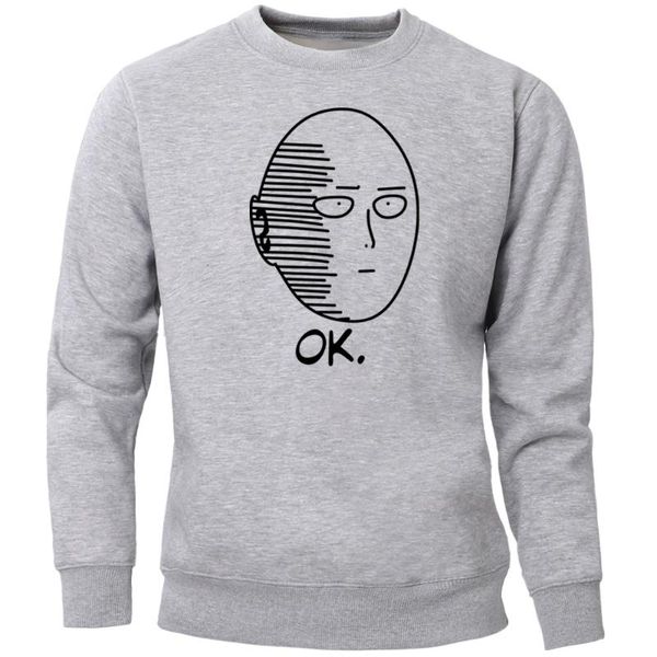 

one punch man sweatshirt men ok saitama crewneck sweatshirts hoodies winter jumper warm funny japan anime streetwear sportswear, Black