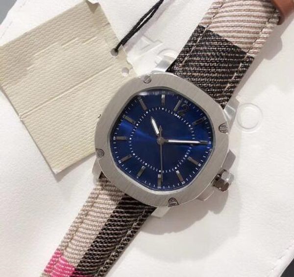 

brand 34 mm quartz movement female watch blue dial leather band international watch, Slivery;brown