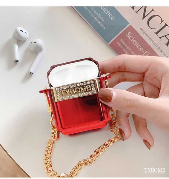 

designer airpods case bluetooth wireless protective cover for airpods 1 / 2case rhinestone luxury noble earphone shell new--2
