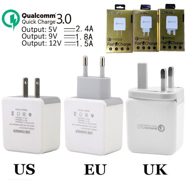 

Fast Adaptive QC 3.0 5V 2.4A 9V 1.8A 12V 1.5A Eu США Uk адаптер питания зарядное устройство для Samsung s8 s10