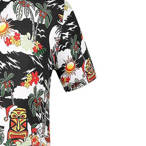 

men summer casual printed button down short sleeve shirt hawaiian blouse man 2019 new printed shirts high quality, White;black