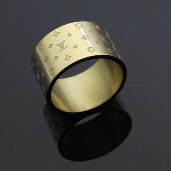 

Высокое полированное золото серебро розовые цвета четырехлистный цветок V письмо Титановая сталь мужчины и женщины кольцо классический дизайн пара оптом