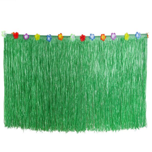 

colored flower inlaid artificial grass table skirt hawaiian tropical luau party tableware bbq garden beach summer decorations