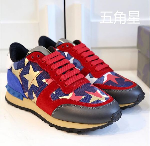 

2020 new designer shoes rockrunner camouflage noir fabric nappa sneaker breathable leisure suede men shoes with box, Black