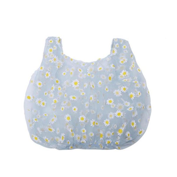 

new arrival ladies handbags daisy embroidery organza shopping bag reusable fruit storage tote bag casual cute mesh tote