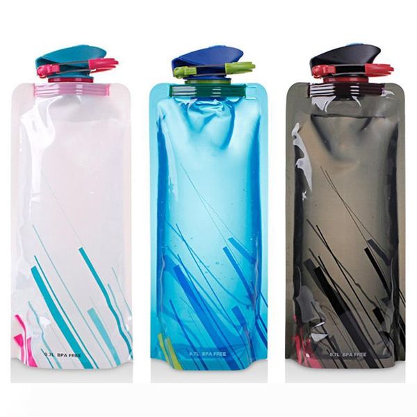 

2019 лето! спорт путешествие водных бутылки портативные бутылки гибкого складной складной многоразовые открытый 700мл вод быстрая доставка