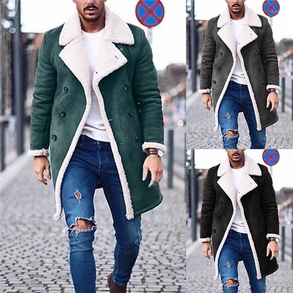 

jacket plus size mens casual long coats designer mens solid trench coats fashion fleece warm winter, Tan;black