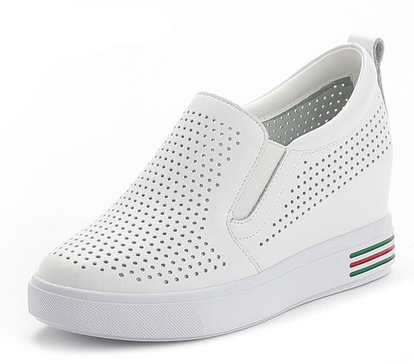 

fashion 2019 summer women loafers shoes platform height increasing woman footwear shoes wedges sneakers hidden heels, Black;white