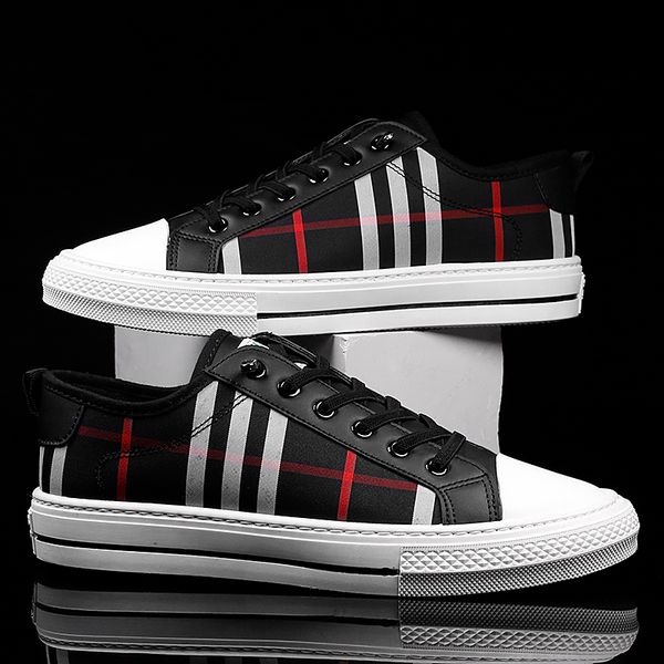 

men's casual shoes trend board shoes men fashion sneakers light flats men vulcanize breathable soft bottom, Black