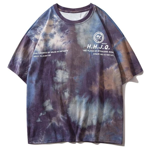 

mens short t dye shirt summer short mountain cotton hip streetwear harajuku t shirt snow casual tie sleeve print sleeve hop ditsj, Black