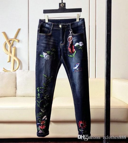 

2020 джинсы мужские проблемные рваные джинсы байкер slim fit мотоцикл байкер denim мужские дизайнерские джинсы дизайнерские брюки, Blue