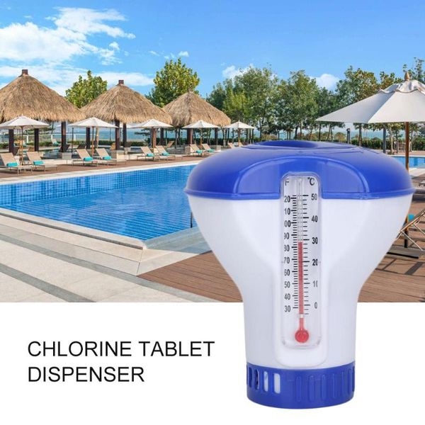 

5 inch swimming pool floating chlorine dispenser with thermometer disinfection automatic applicator pump pool tool