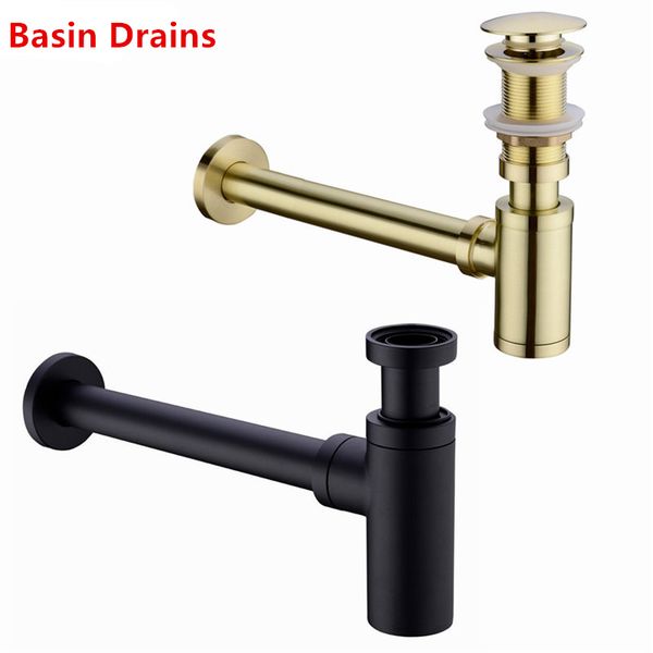 Pirinç malzemeler banyo havzası lavabo musluk şişe tuzağı drenaj kiti atık tuzağı pop drenaj deodorizasyon fırçalanmış altın siyah bronz chrome264g