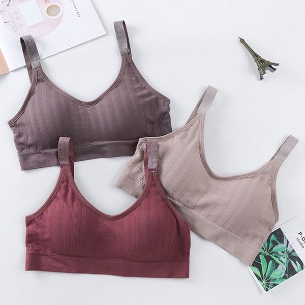 

camisoles & tanks fashion tank women underwear female crop solid color cotton lingerie seamless back deep v bralette, Black;white
