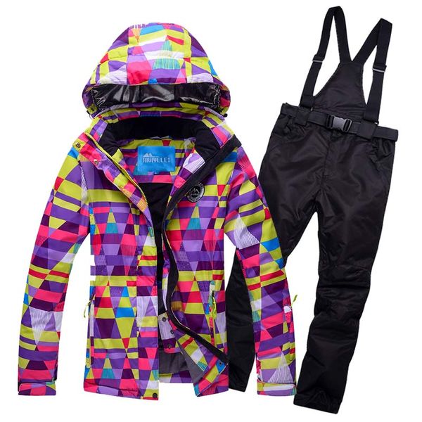 

promotion women's ski suit waterproof windproof female snow jacket and pant sets cotton-padded winter walk snowboard clothes