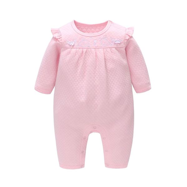 

baby girl rompers детская одежда новорожденные rompers вышивки цветок комбинезон с длинными рукавами для младенцев 6m ~ 24m, Blue
