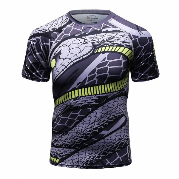 

mma комбинезон майка мужская лето с коротким рукавом спортивная rashguard serpent животных 3d печать случайный человек tracksuit tops толсто, White;black