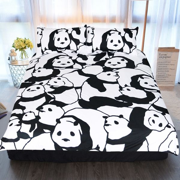 White Black Panda Bedding Set 3d Home Textile Duvet Cover Pillow