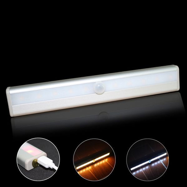 

brelong usb charging night light motion sensor light 10led human body induction cabinet light 1 pc