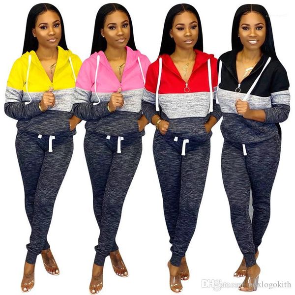 

2 pieces pants solid color autumn casual slim long sleeved womens fashion tracksuits womens tracksuits sports, Gray