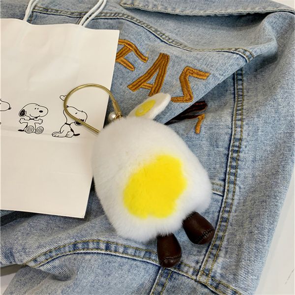 Реальный Подлинная Кролик / рекс меха Яйцо цветок Fur Ball Pompom сумка Шарм брелок подвеска Keyring Отличные предложения