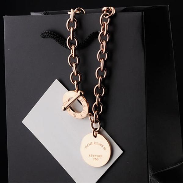 

любовь ожерелье мода титан сталь пара ювелирных изделий newrok толстая цепь ot пряжка круглый кулон ожерелье, Silver