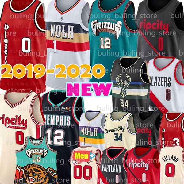 

portland damian 0 lillard trail carmelo 00 anthony blazers jersey memphis ja 12 morant grizzlies zion 1 williamson c.j. 3 mccollum, Blue;black