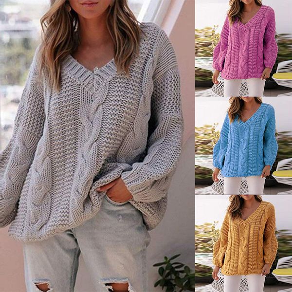 

2019 plus size knitted sweater casual v neck pull femme loose modish pullovers solid tricot jumper sweters women invierno, White;black