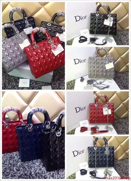 

luxury quality brand design lady xl plaid messenger bag genuine patent leather 7 plaid tote handbag lambskin with charms miss chain bag