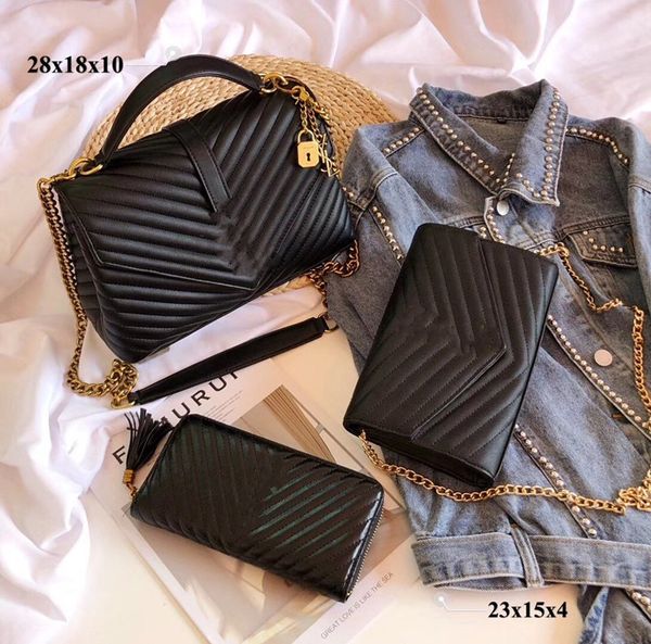 

3pcs sets ysl bag womens handbags purses clutch duffle bag new 2020 womens chain handbags leather crossbody bag wallet suitcase