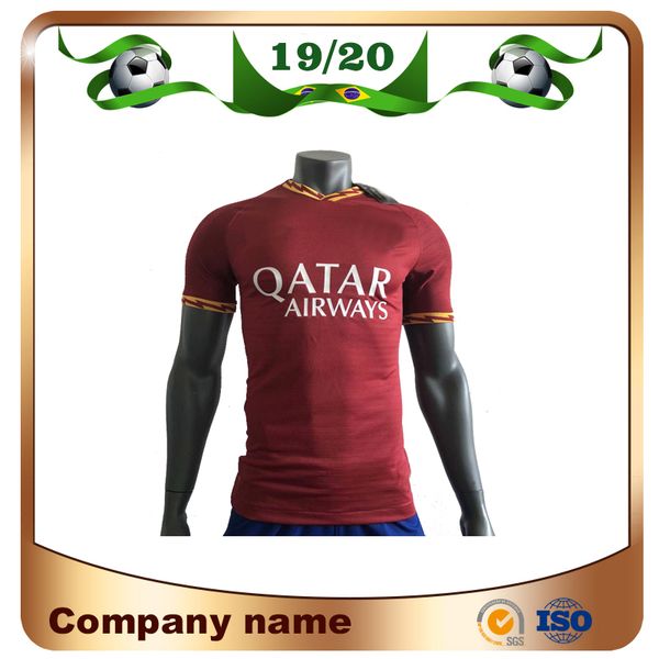 

19/20 Rome Player Version #9 DZEKO Soccer Jersey 2019 home Red #16 DE.ROSSI Soccer Shirt NAINGGOLAN EL SHAARAWY Football uniforms Sale