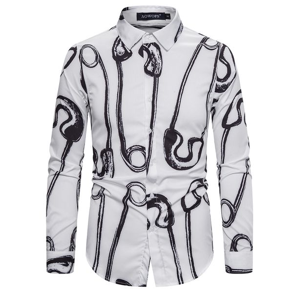 

spring new england style fashion men shirts long sleeve shirt digital pin print designer men shirt euro size s-2xl, White;black