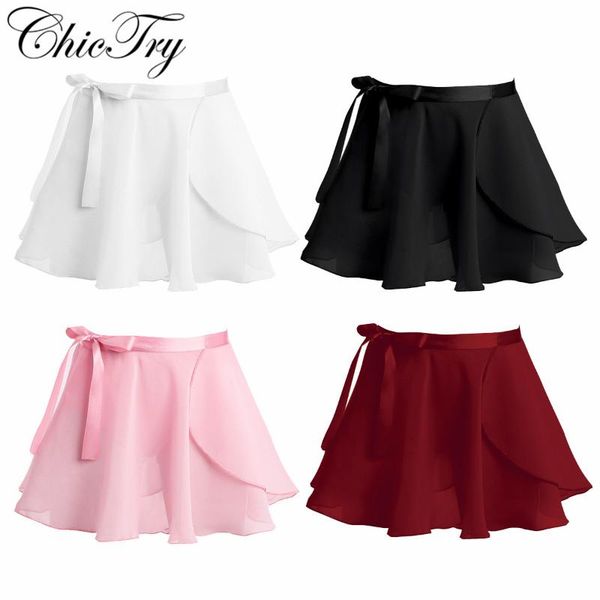 

girls chiffon ballet tutu dance skirt dance skate wrap scarf gymnastics chiffon ballet tutu skirt dresses, Black;red